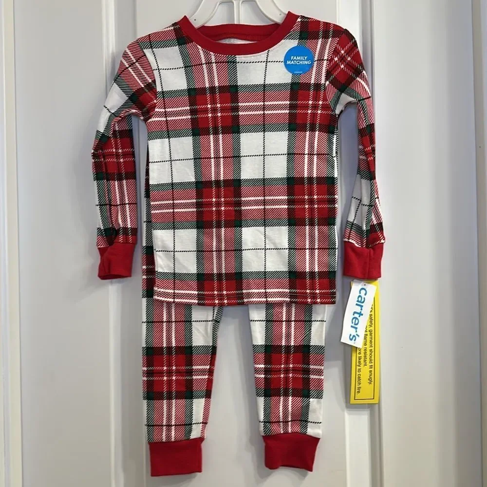Carter’s Holiday Plaid Cotton PJ Pajama Set Size 2T Unisex